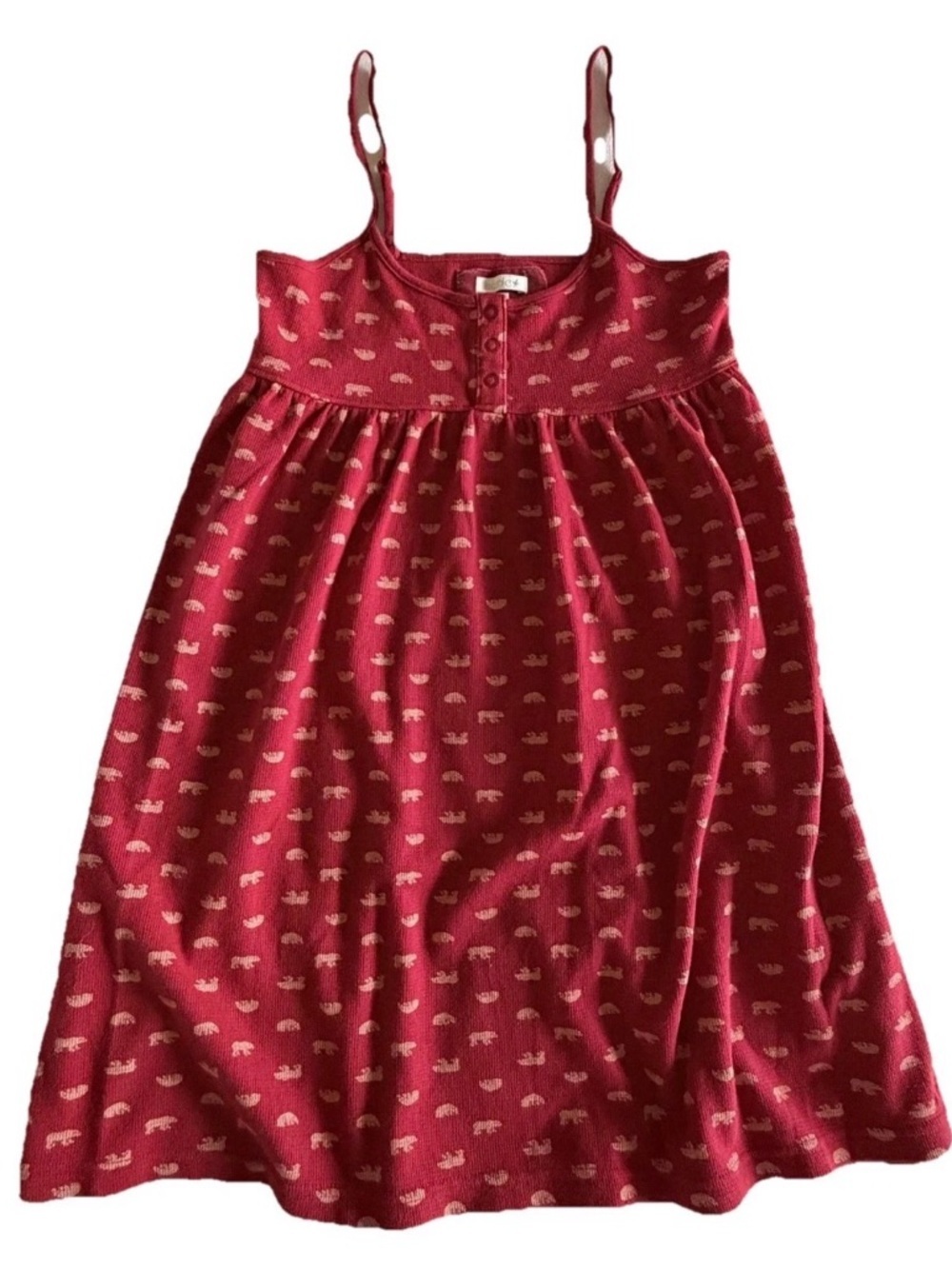Aerie Womens XS Red Bear Animal Print Knit Cami Tank Top Snap Front Adjustable